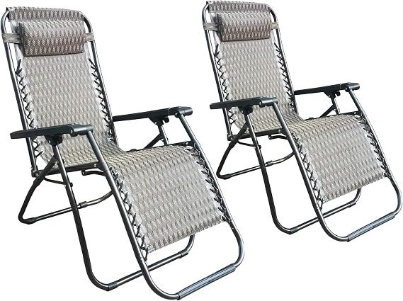 Zero Gravity Lounge Chair Adjustable Recliners with Head Rest [Set of 2]