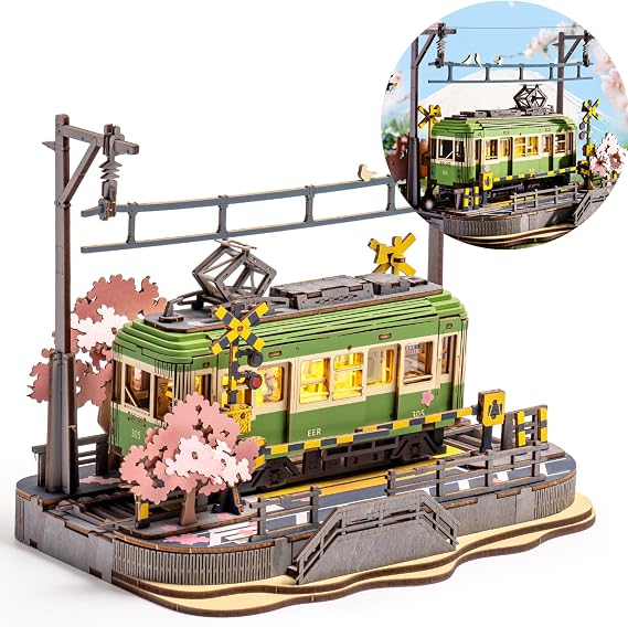 3D Wooden Puzzles for Adults-Sakura Journey Tram, Model Car Kits Building Set for Adults, DIY Hobby Craft Kits Creative Gift (223PCS)