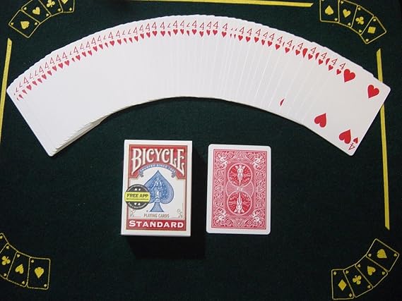 Red Back Bicycle Playing Card Force Deck (Hearts, 4)