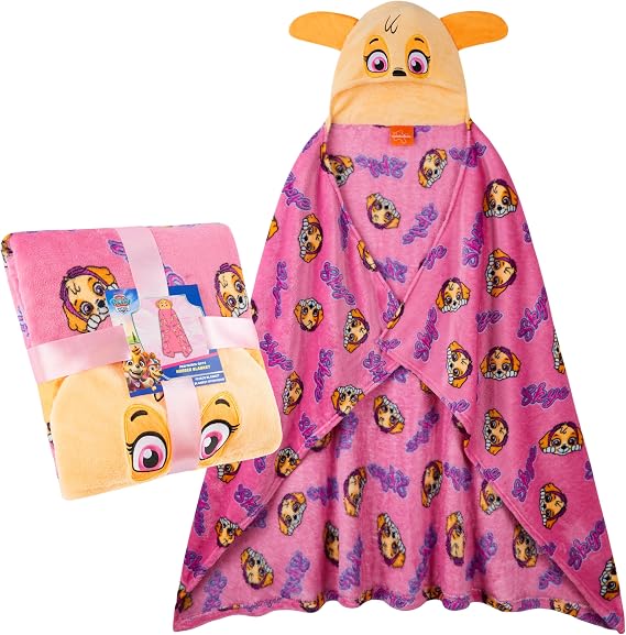 Get Trend Blanket with Hood for Kids 51x35in, Fleece Throw Cozy Wearable Blanket with Hood and Ears Gifts for Kids