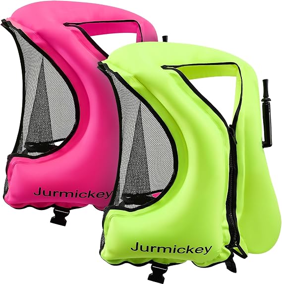 2 Pcs Snorkel Vest for Adults, Inflatable Snorkeling Vest for Men & Women, Portable Swim Jacket & Buoyancy Vest for Snorkeling, Swimming, Kayaking, Boating