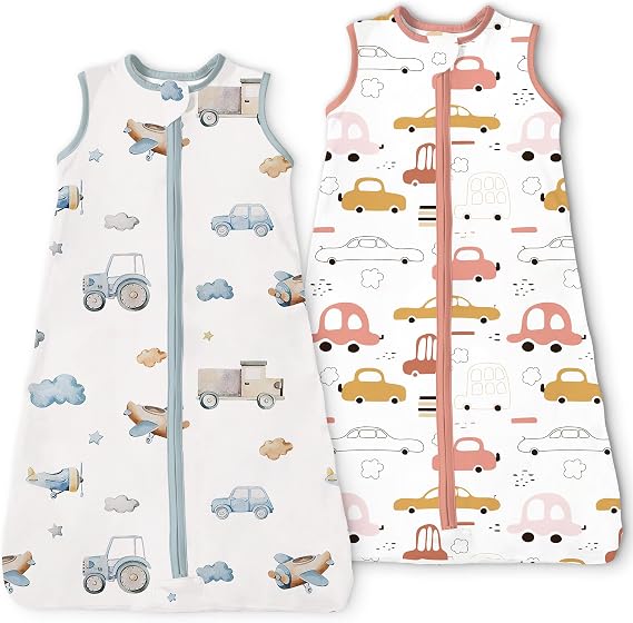 Toddler Sleep Sacks 2T-3T-4T, 0.5 TOG Light Summer Wearable Blankets, Extra Long XL Sleeping Bags, 2 Pack