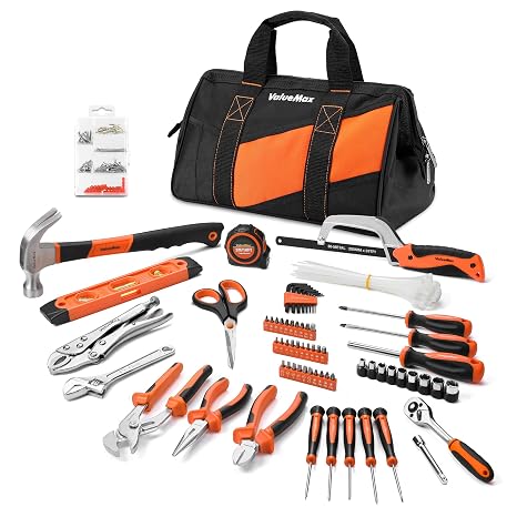 ValueMax Werkzeugset 219tlg Werkzeugtasche bestückt tägliche Werkzeuge Werkzeugsatz für Haushalt DIY Heimwerker und Mechaniker bei Reparaturen zu Hause oder Profiarbeiten