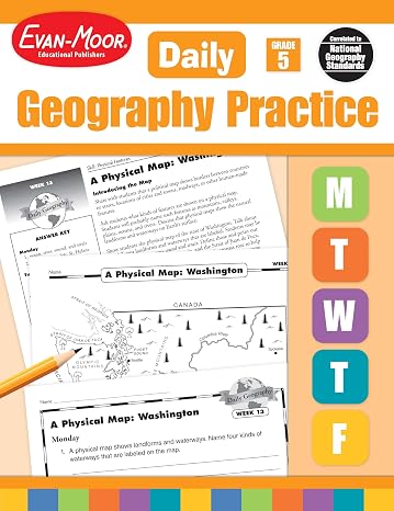 Evan-Moor Daily Geography Practice, Grade 5, Homeschooling and Classroom Resource Workbook, Reproducible Worksheets, Teaching Edition, USA, World, Continents, Oceans, Countries