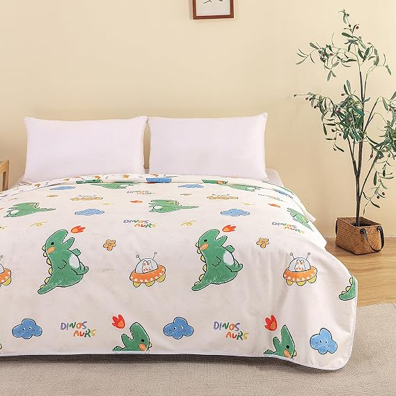 WenBags Waterproof Dog Bed Cover 40*60 Inches Throw Size,Pet Hair Resistant Reversible Couch Cover Mattress Protector,Leakproof Bed Liner/Sheet/Blanket for Adults Elderly Pets (Cute Dinosaurs, 40*60)