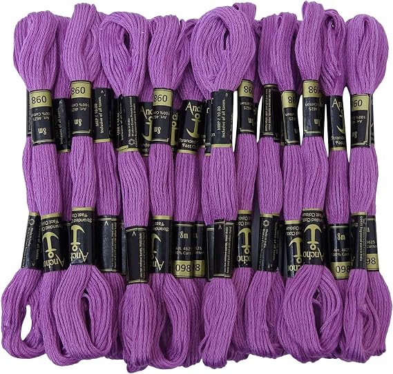 IBA Indianbeautifulart 25 x Anchor Solid Hand Stitch Sewing Skeins Stranded Cotton Embroidery Thread Floss-Purple
