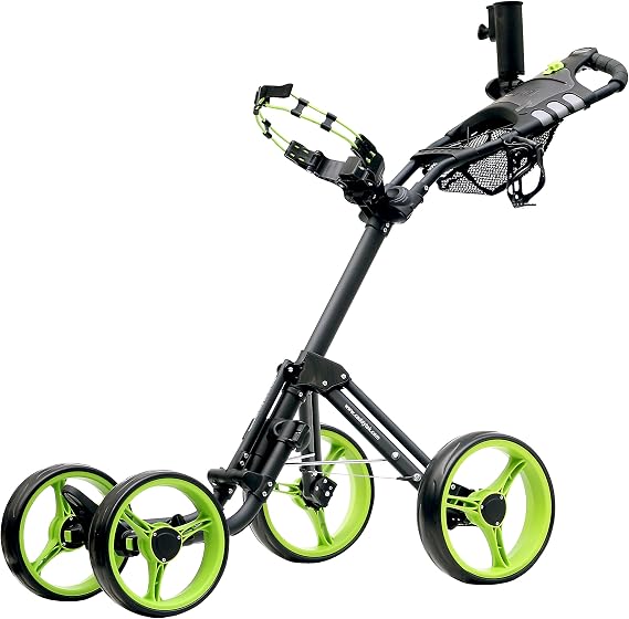 CaddyTek Superlite Explorer 4 Wheel Golf Push Cart, Lime