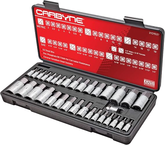 CARBYNE 33-Piece Master Metric & SAE Hex (Allen) Bit Socket Set
