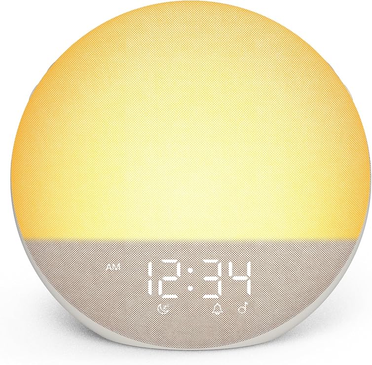Odokee Sunrise Alarm Clock with Sound Machine: Gentle Wake Up Light & 7 Alarm Sounds for Bedroom - 3 Wake-Up Modes & 32 Volume Levels for Stress-Free Morning Putty