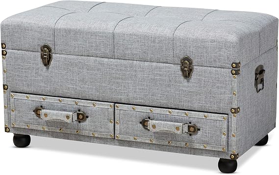 Baxton Studio Ottomans, Grey/Black