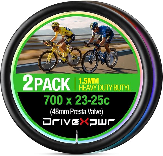 Bike Inner Tube for 700x23-25c, 700x28-32c, 700x35-43c 28 inch, Bicycle Wheel Sizes with 48mm Presta Valve - Heavy Duty Butyl Rubber Tubes for Road and Gravel Bikes - 2 Pack
