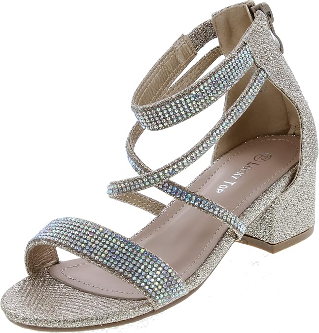 Lucky Top Girls Dress Sandal Low Heel Ankle Strap | Party Sandals
