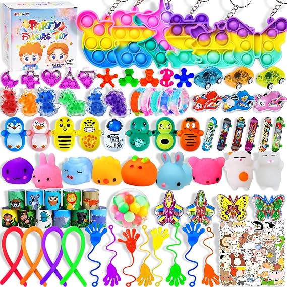 145 Pcs Party Favors for Kids, Pop Fidget Toys Pack, Goodie Bags Fillers for Kids Birthday Party, Prizes in Bulk for School, Pinata Stuffers, Classroom Prizes, Treasure Box Toys, Birthday Gift Toys