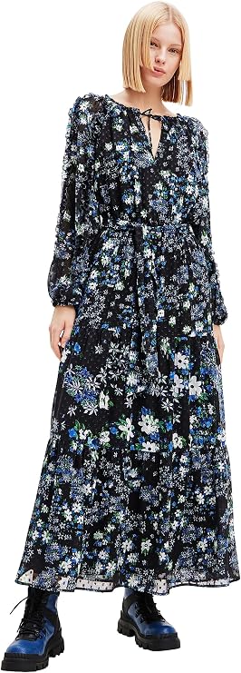 Desigual Women's Vestido Midi Plumeti Flores