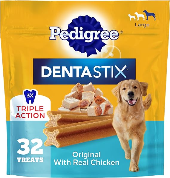 Pedigree Dentastix Large Breed Dental Dog Treats, Original, 32 Count