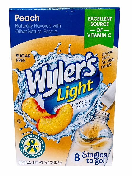 Wyler's Light Singles To Go Water Drink Mix, Peach, 8 Packets