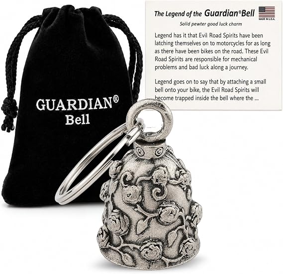 Guardian Bell Sentiment Bell w/Keyring & Black Velvet Bag | Motorcycle Bell | Lead-Free Pewter | Made in USA