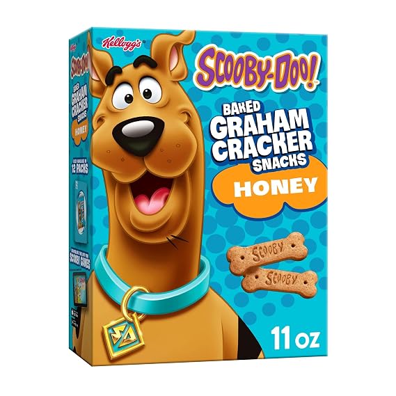 Kellogg's SCOOBY-DOO! Baked Graham Cracker Snacks, Lunch Box Snacks, Kids Snacks, Honey, 11oz Box (1 Box) (Pack of 5)