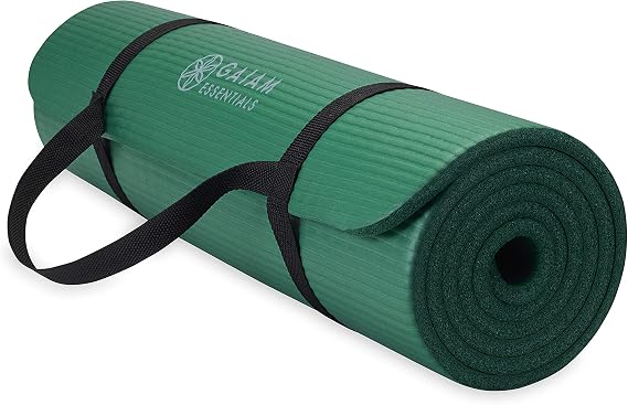 Gaiam Thick Yoga Mat, Exercise & Fitness Mat with Easy-Cinch Carrying Strap