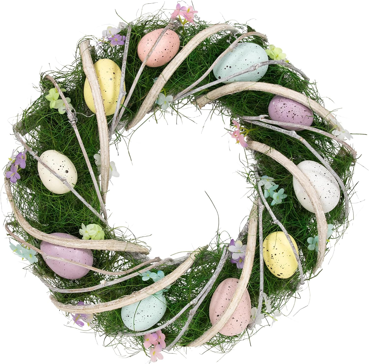 Northlight Speckled Eggs and Spring Flowers Easter Wreath - 15"