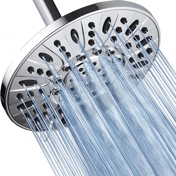 AquaDance Chrome High Pressure 6-Setting, 7" Rainfall Shower Head Tested to Meet US Quality Standards, Angle-Adjustable, with Tool-Free Installation Finish 1.8 GPM