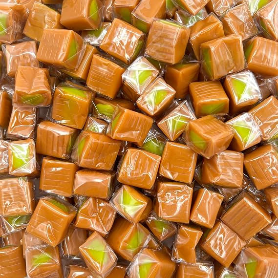 Caramel Candy Individually Wrapped, Green Apple Filling, 1 Lb Bag