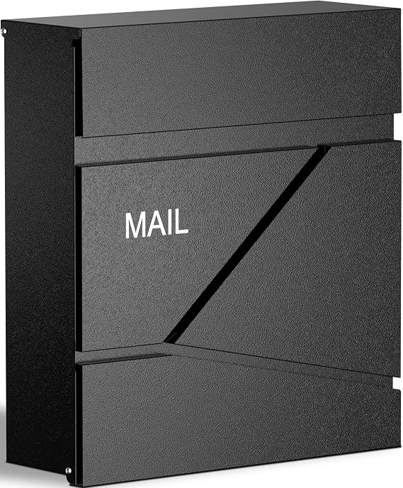 Locking Wall Mount Mailboxes for Outside, Large Capacity Modern Mailbox