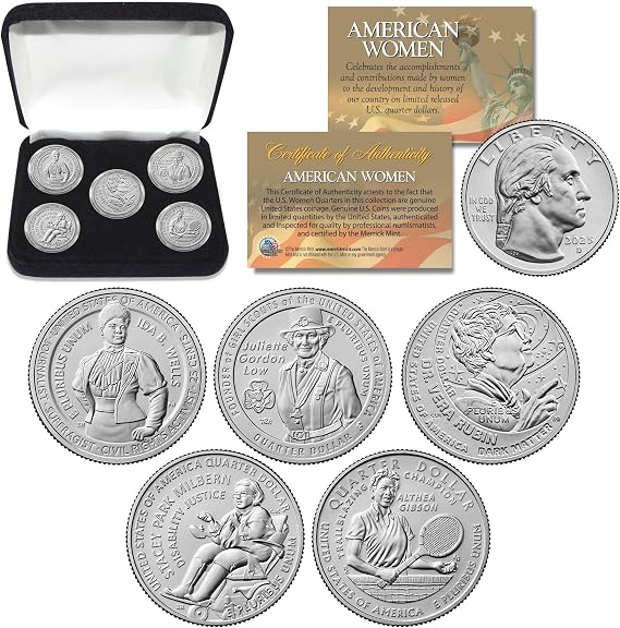2025 American Women Quarters U.S. Mint 5-Coin Full Set in Capsules with Display Box (D-Mint)
