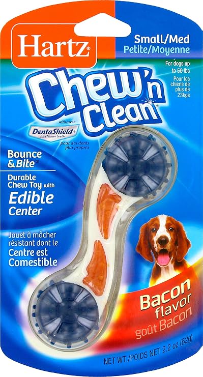 Chew N Clean Bacon Flavored Dental Dog Chew Toy, SM
