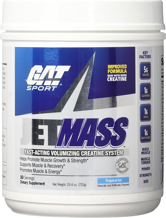 GAT Sport JetMass Fast-Acting Volumizing Creatine System, Tropical Ice, 30 Servings