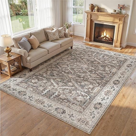 5x8 Rug for Living Room Washable Rug Vintage Soft Non Slip Brown