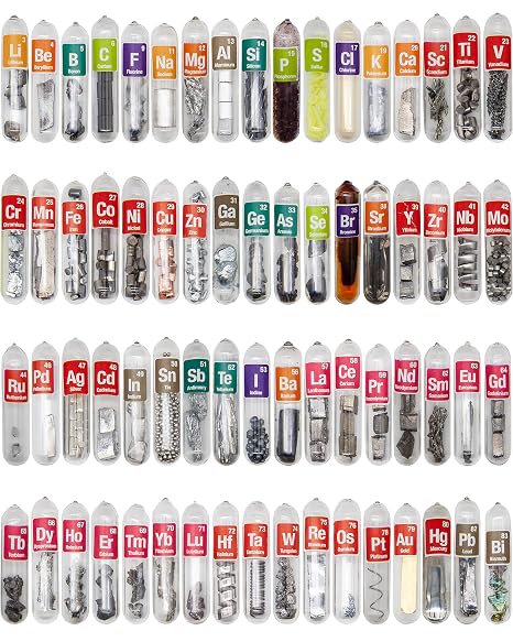 Elements Periodic Table Real Purity 99.99% Sealed in Glass Tube Gift Teaching Display Collection 68 Pieces
