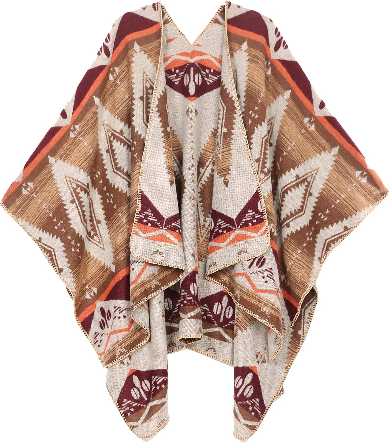 Sakkas Lupe Womens Reversible Poncho Wrap Cape Shawl Sweater Coat Cardigan Pattern