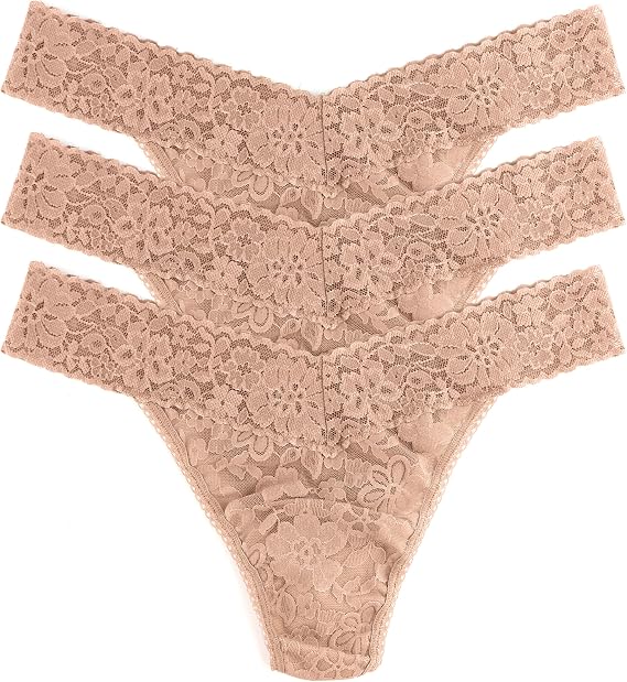 hanky panky Daily Lace Womens Thongs Original Rise, 3 Pack, One Size 4-14