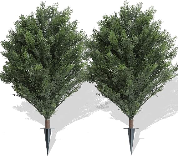 momoplant 40'' UV Rated Cypress Topiary Soil Insertion w/Spike Cedar Artificial Bush (Indoor/Outdoor) Green Indoor/Outdoor