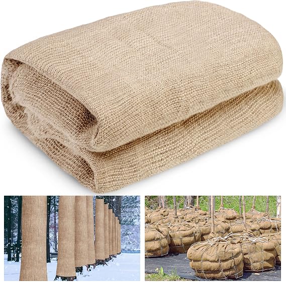 Natural Burlap Plant Covers Freeze Protection,Burlap Winter Frost Plant Blankets for Trees and Shrubs Winter Protection (45 INx15 FT)