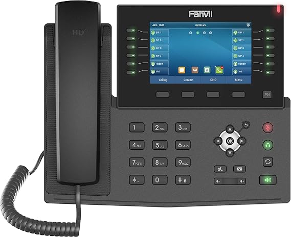 Fanvil X7C Enterprise VoIP Phone, 5-Inch Color Touch Screen, 20 SIP Lines, Dual-Port Gigabit Ethernet, Power Adapter Not Included