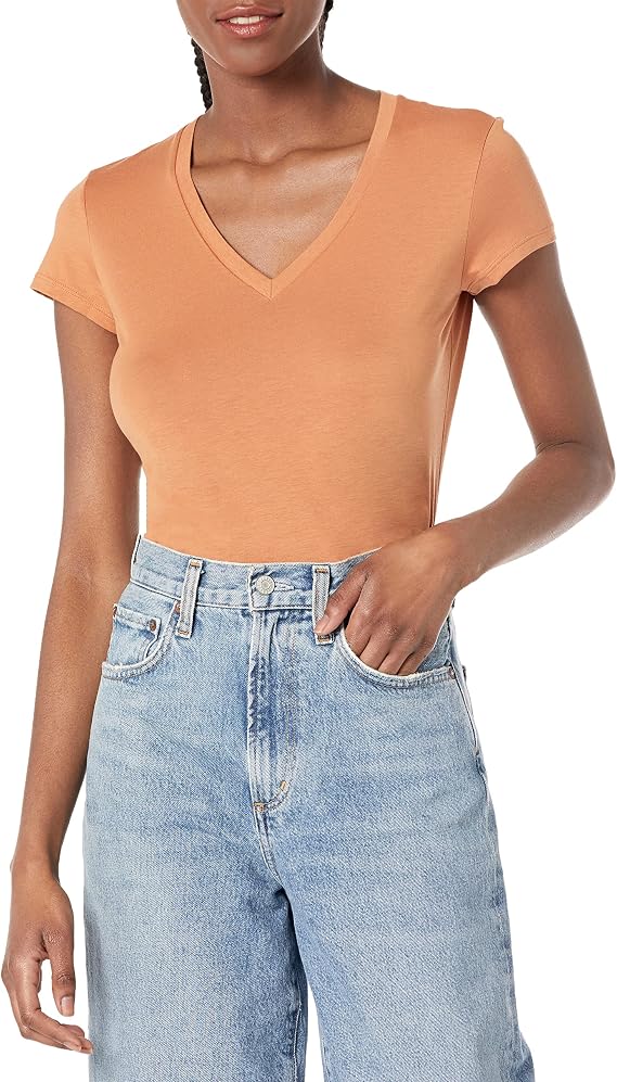 Armani Exchange Women's Pima Cotton Basic Slim Fit V-Neck Tee