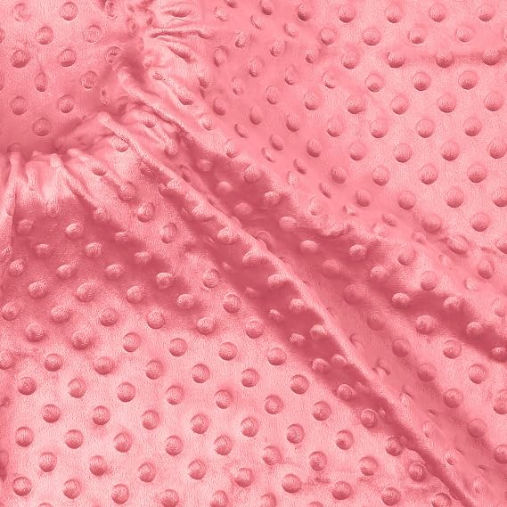 Homiest Minky Dot Fabric by The Yard, 2 Yards x 60 Inch Pink