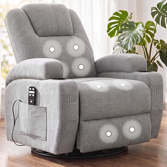 Furmax Recliner Chair, 360 Swivel Rocker Chair for Adults with Massage