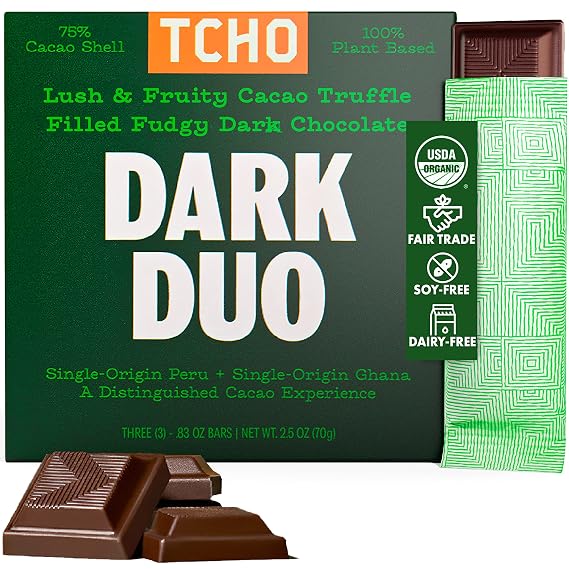 Tcho, Organic Dark Duo Filled Dark Chocolate, 2.47 Ounce