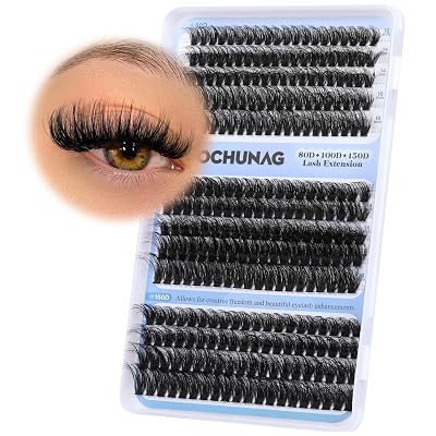 TOOCHUNAG Fluffy Lash Clusters 3 Styles Individual Lashes Cluster Eyelash Extensions 280pcs Wispy Eyelash Clusters DIY Long Thick Lash Extension at Home 12-18mm,D Curl, Black