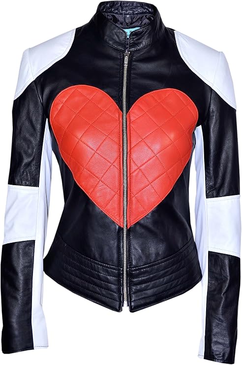 Smart Range Women's Kylie Heart Time Bomb Biker Motorcycle Leather Jacket 1067