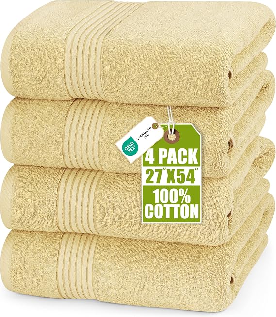 Utopia Towels Luxurious Bath Towels Set, 27x54 in, 4 Pack, Soft, Beige