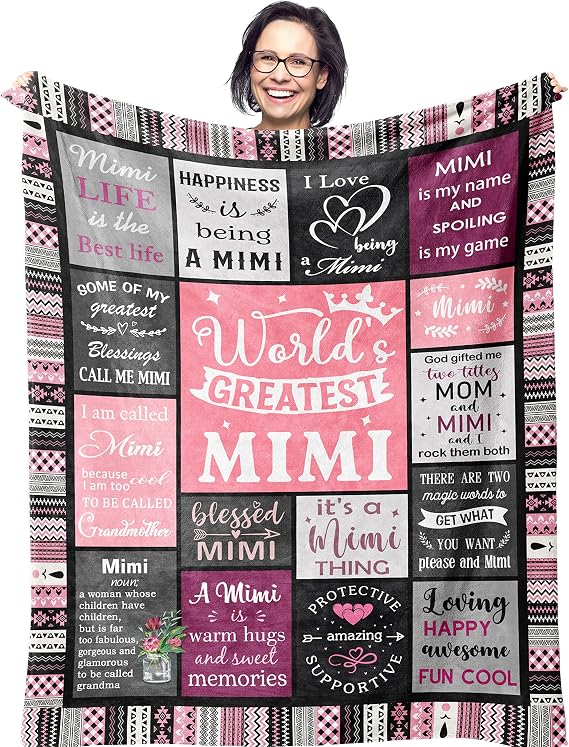Ruvinzo Mimi Gifts for Grandma, Birthday Gifts for Mimi, Grandma Bday Gift, Grandmother Gift Ideas, Best Mimi Ever Gift Soft Throw Blanket 60 x 50