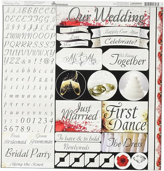 Reminisce WED-100 Wedding Day Variety Sticker, 12" by 12", Multicolor
