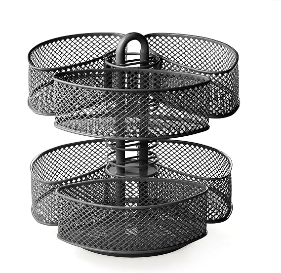 Nifty Organizing Carousel Black Powder Coat Finish, Spins 360-Degrees, Cosmetic Bathroom or Bedroom Vanity Storage, Beauty Supplies Organizer, Lazy Susan Platform