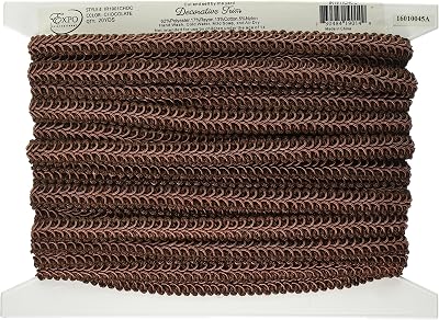 Trims by The Yard Alice Classic Woven Braid Trim, 12-Inch Versatile Trim for Sewing, Washable Decorative Trim for Costumes, Home Decor, Upholstery, 20-Yard Cut, Chocolate
