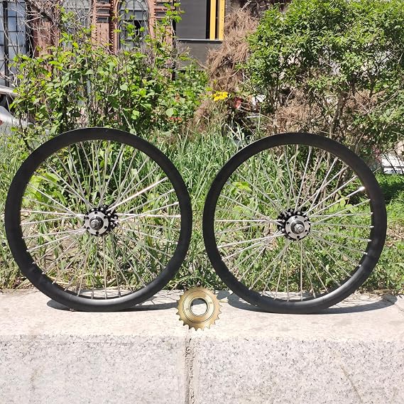 20 inch Bicycle Rim Set Double Wall Bike Wheel Set Heavy Duty 10G 36 Spokes Wheel & 22T Flywheel MTB Bike
