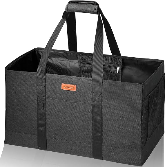WONDAY Black Foldable Utility Tote Bag, Reusable Grocery Bag